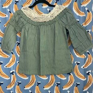 Hayden Girls -  Green Top with Lace Detail